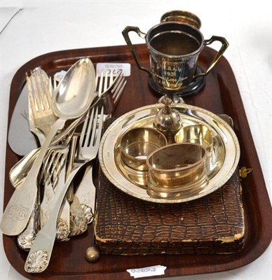 Lot 270 - A collection of assorted silver and white metal including various dishes, tea spoons, etc