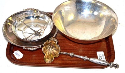 Lot 271 - A collection of Continental silver including a circular bowl stamped 'M Hansen', two others and...