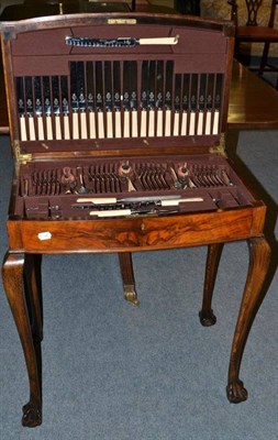 Lot 284 - Walnut cased canteen with plated cutlery