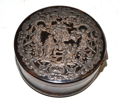 Lot 298 - A 19th century tortoiseshell and silver circular box