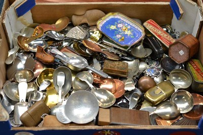 Lot 299 - Large quantity of assorted souvenir caddy spoons, teapot mounted spoons, vesta cases, tins etc (one