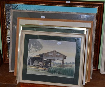 Lot 314 - Assorted modern framed paintings including Ron Duxbury oil of a winter scene, similar view in...