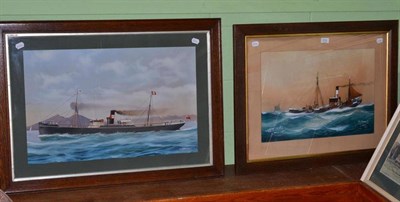 Lot 315 - Two primitive school marine oil paintings of 'SS Northville' and 'St Condor', one signed