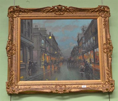 Lot 343 - W.M Ireland (20th century)  ";Fashionable James Street";, Harrogate, signed, oil on canvas