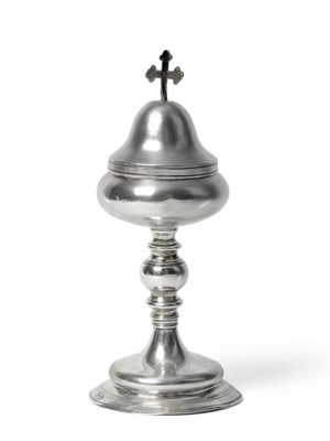 Lot 530 - An Italian Silver Ciborium, maker's mark M, Venice, circa 1810-15, the circular pedestal foot...