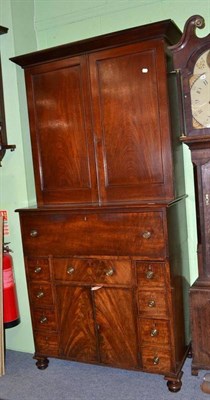 Lot 354 - 19th century mahogany secretaire bookcase (with later top)