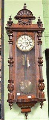 Lot 355 - A double weight driven Vienna type striking wall clock, movement and dial marked 'GB' for...