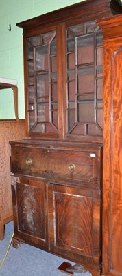 Lot 359 - 19th century mahogany glazed secretaire bookcase (a.f.)