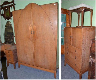 Lot 360 - Circa 1930s limed oak four piece bedroom suite