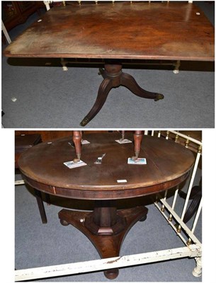 Lot 366 - 19th century mahogany breakfast table and a mahogany table on pedestal base