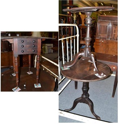 Lot 367 - Victorian mahogany Pembroke table and two tripod tables