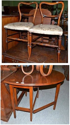 Lot 381 - A pair of Victorian rosewood dining chairs and a mahogany drop-leaf table