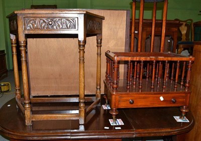 Lot 386 - A Victorian mahogany Canterbury and reproduction carved oak side table