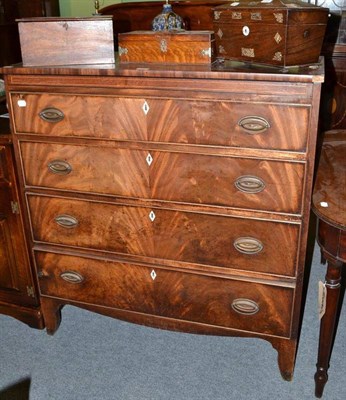 Lot 394 - 19th century mahogany inlaid four height chest of drawers