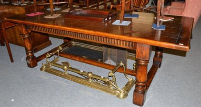 Lot 398 - Reproduction oak refectory style table bearing label Arighi Bianchi, Macclesfield