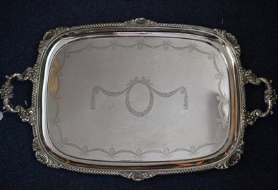 Lot 536 - A George V Two-Handled Silver Tea Tray, Robert Pringle, London 1925, in Regency style, rounded...