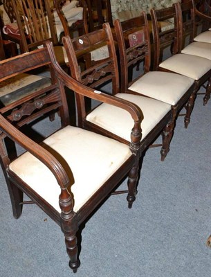 Lot 414 - Set of six 19th century mahogany rail back dining chairs and two carver chairs (8)