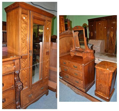 Lot 448 - Pitch pine wardrobe, dressing table and pot cupboard