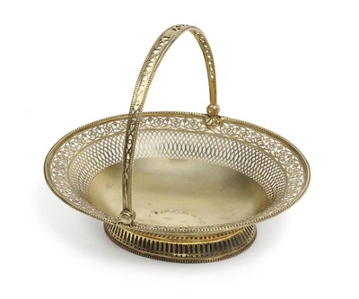 Lot 540 - A George V Silver Gilt Bread Basket, D&J Welby, London 1917, in 18th century style, oval, raised on