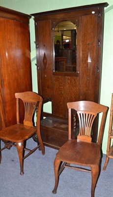 Lot 461 - Hall stand and two oak dining chairs