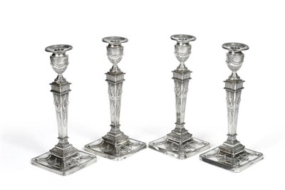 Lot 551 - A Set of Four Edward VII Silver Table Candlesticks, Fordham & Faulkner, Sheffield 1905, in...