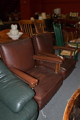 Lot 570 - Pair of Victorian oak armchairs