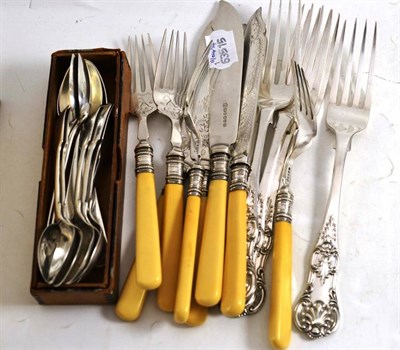 Lot 236A - Two sets of silver teaspoons and assorted cutlery