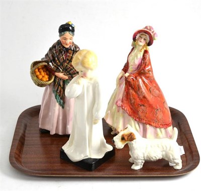 Lot 3 - Three Royal Doulton figures: 'The Paisley Shawl' HN 1392, 'The Orange Lady' HN1759 and...