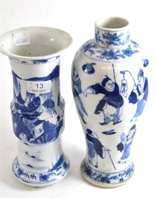 Lot 13 - Chinese blue and white Gu vase and a Chinese blue and white baluster vase (a.f.)