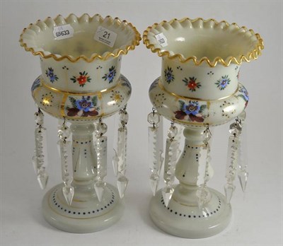 Lot 21 - A pair of Victorian glass table lustres