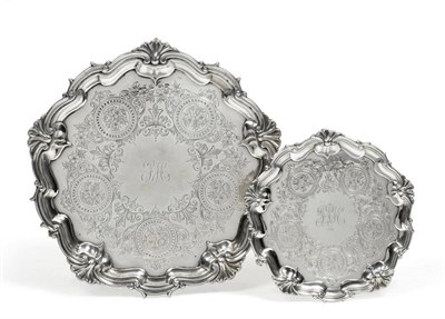 Lot 557 - Two Graduated Victorian Silver Salvers, one Hawkesworth, Eyre & Co Ltd, London 1897, one Birmingham