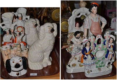Lot 39 - A collection of eleven Staffordshire figures/groups including a blacksmith, Daniel & The Lion,...
