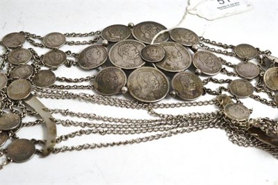 Lot 51 - An Hawaiian coin belt, consisting of forty-three dimes, six quarter dollars, four half dollars, all