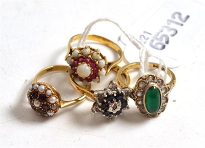 Lot 71 - Four assorted 9ct gold stone set dress rings
