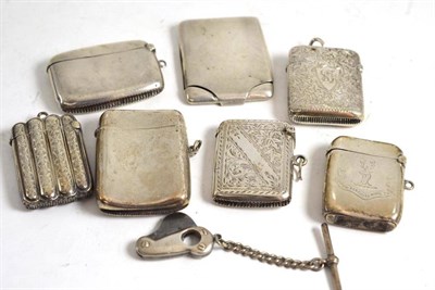 Lot 87 - Seven assorted silver vesta cases and a silver cigar cutter