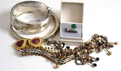 Lot 90 - A pair of Christian Dior earrings and assorted silver and other jewellery