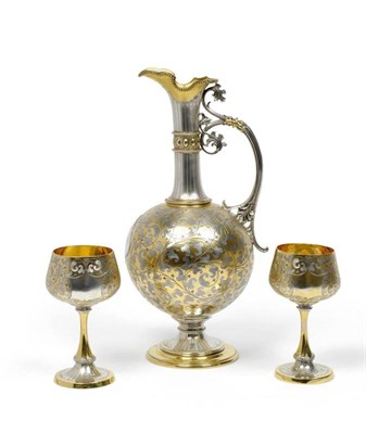 Lot 564 - A Fine Victorian Parcel Gilt Ewer and Twin Matching Goblets, Edward Barnard & Sons, London 1869/70