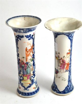 Lot 109 - Two 18th century Chinese famille rose cylindrical trumpet vases