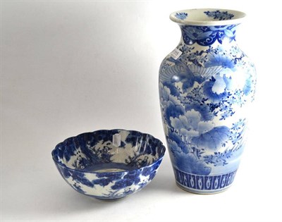 Lot 115 - A Japanese blue and white vase and a Japanese blue and white bowl (2)