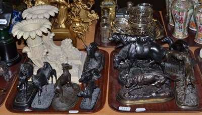 Lot 121 - A pair of modern composition figural cornucopia and a quantity of assorted spelter, resin and other