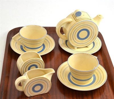 Lot 133 - A Clarice Cliff two piece tea service pattern 'blue circle'