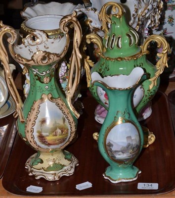 Lot 134 - Assorted 19th century and later decorative English vases and a Continental flared vase