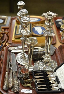 Lot 149 - Two silver napkin rings, cased set of silver teaspoons, silver mounted hairbrush and hand...