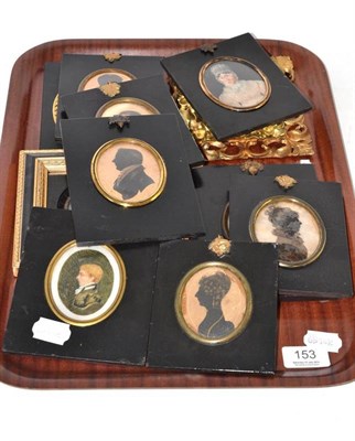 Lot 153 - Assorted framed portrait miniatures and silhouettes (12)