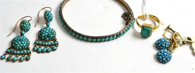 Lot 160 - A 22ct gold turquoise ring and assorted other turquoise set jewellery