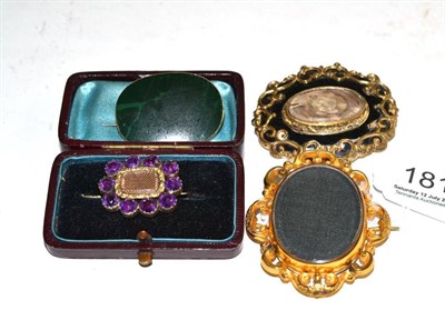 Lot 181 - Three mourning brooches and a bloodstone brooch