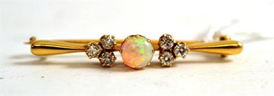 Lot 201 - An opal and diamond bar brooch