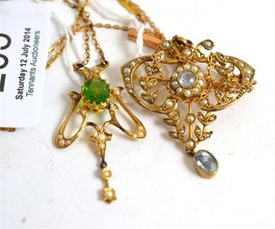 Lot 205 - An early 20th century seed pearl pendant on chain and another