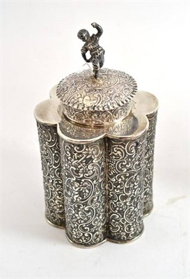 Lot 211 - A Continental silver tea caddy and cover with import marks for London 1893