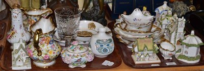 Lot 227 - Assorted Coalport cottages, Stuart crystal York Minster commemorative goblet, Highland Fine...